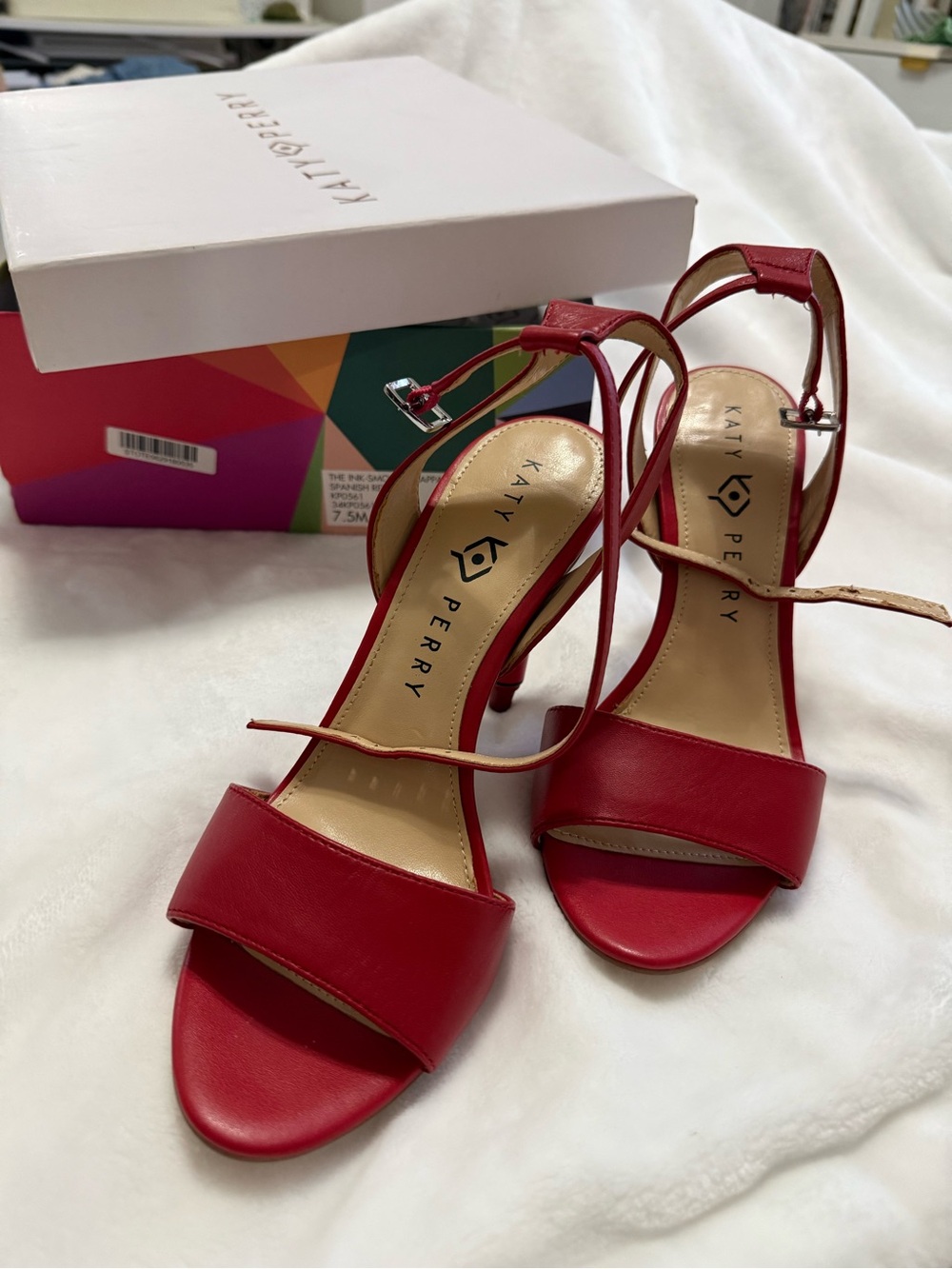 Katy Perry Red Strappy Block Heel Sandals